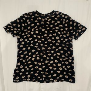 Madewell Silk Button-Back Tee in Seattle Floral